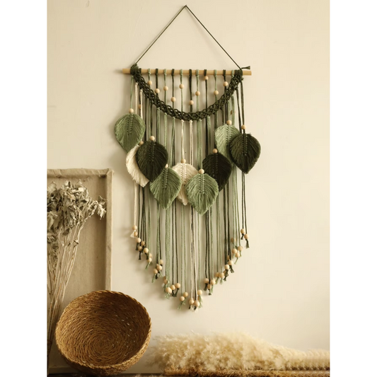 Handcrafted Multicolor Leaves Tapestry – Boho Macrame Wall Hanging.